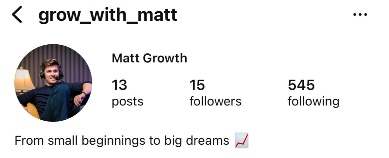 Instagram fan page example grow_with_matt with a personal growth theme